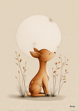 Scandinavian Deer Nursery Wall Art Neutral Baby Room Decor