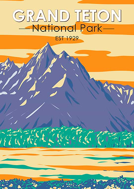 Grand Teton National Park Vintage Poster