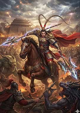 Warrior on Horseback in Battle