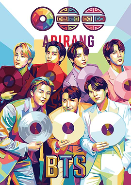 BTS members with vinyl records