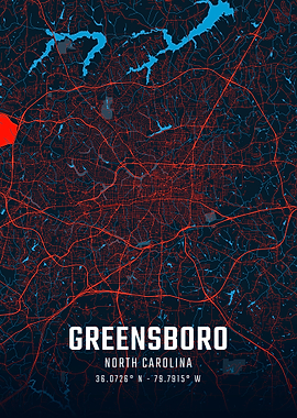 Greensboro North Carolina City Map