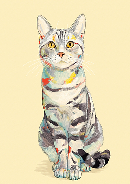 Colorful Abstract Cat Portrait