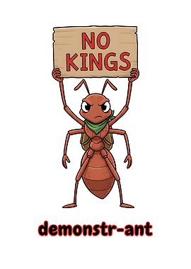 Ant holding 'No Kings' sign