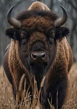 Bison in a Field