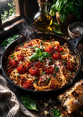 Spaghetti with Cherry Tomatoes and Basil