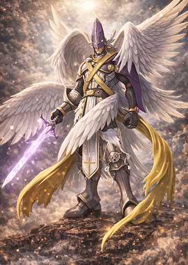 Angelic Warrior with Glowing Sword