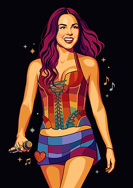 Olivia Rodrigo Pop Art Singer with Microphone