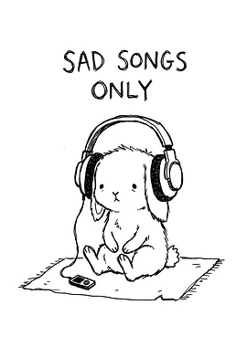 Sad Bunny Listening to Music