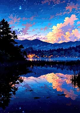 Serene Twilight Lake Reflection