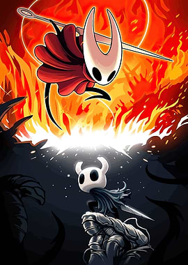 Hornet and Knight in Fiery Battle