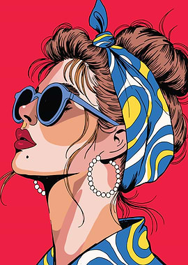 Woman with Sunglasses and Scarf