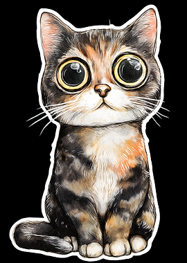 Cute Calico Cat with Big Eyes