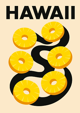 Hawaii Pineapple Travel Poster
