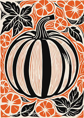 Pumpkin and Citrus Fruit Illustration
