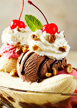 Decadent Banana Split Sundae