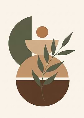 Abstract Geometric Plant Art