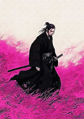 Samurai in Pink Field