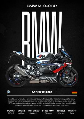 BMW M 1000 RR Motorcycle Poster