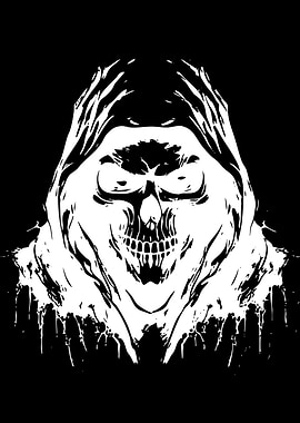 Grim Reaper Skull Hooded Figure