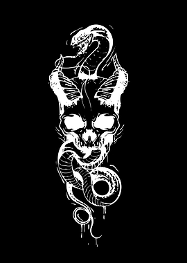 Skull and Snake Tattoo Design