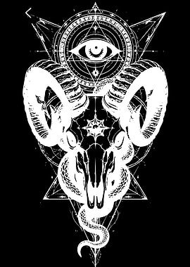 Occult Ram Skull and Snake