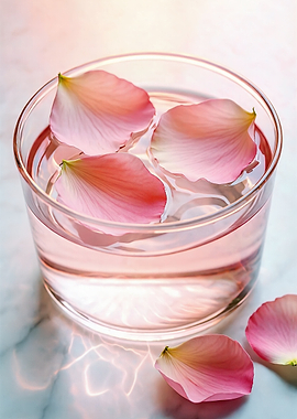 Rose Petals Floating in Water