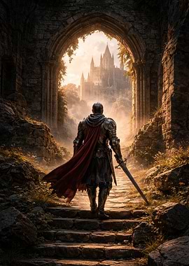 Knight approaching a castle