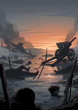 Wartime Battlefield at Dusk