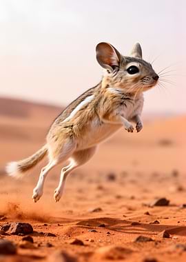Desert Jerboa Jumping in Sand