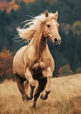 Majestic Horse Running Through a Field