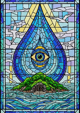 Stained Glass Eye Over Island