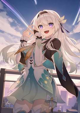 Anime Girl with Purple Eyes and White Hair