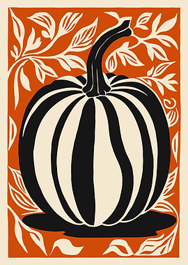 Stylized Pumpkin with Floral Accents