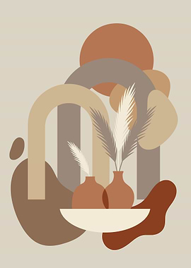 Boho Abstract Arch and Vase Art