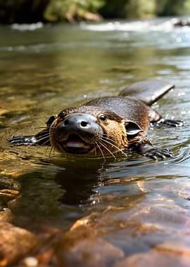 Beaver swimming in a river