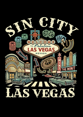 Vintage Las Vegas Souvenir Sin City Nevada Retro Las Vegas