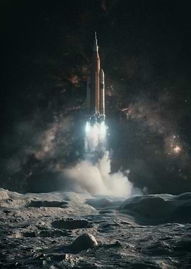 Rocket Launch from Moon Surface