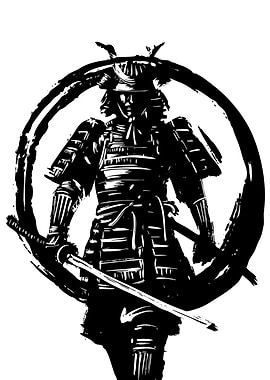 Samurai Warrior in Circle