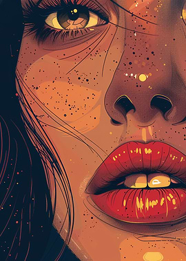 Close-up of a woman's face with freckles