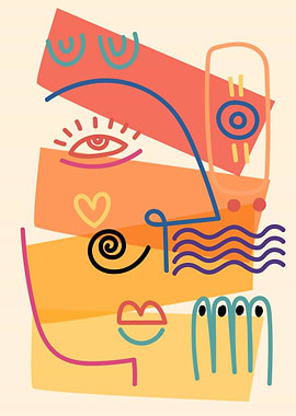 Abstract Face with Geometric Shapes