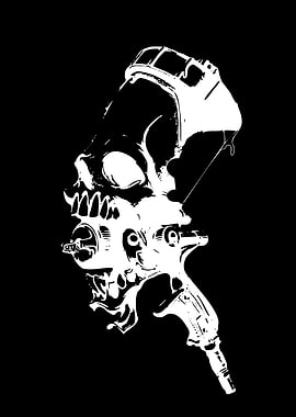 Skull Spray Gun Illustration