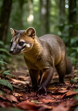 Fossa walking in a forest