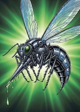 Mechanical Insect with Green Glow