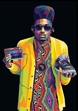 Man with Cassette Player and Sneaker