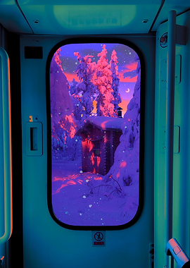 Winter Cabin in Snowy Forest