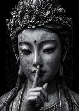 Serene Buddha Statue with Finger to Lips