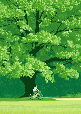 Cycling Under a Large Tree
