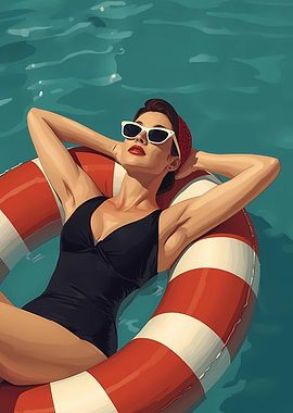 Woman Relaxing on a Float
