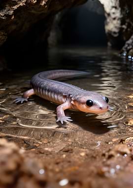 Cave Salamander in Shallow Water