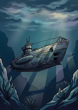 Submarine underwater scene
